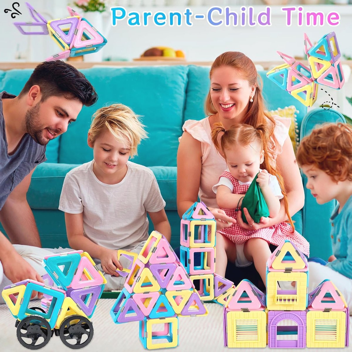 ECHOCUBE Magnetische Bouwstenen, 60 PCS Magnetische Bouwstenen Set voor Kinderen, Educatief Bouw Magnetisch Speelgoed Kerst Verjaardag Cadeau voor 3 Jaar Oude Jongens en Meisjes