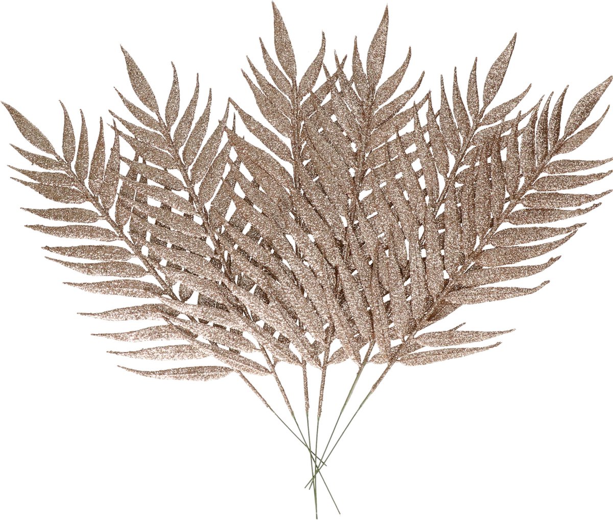 Othmar Decorations Kerstdecoratie insteek bladeren - 6x stuks - champagne - 29 cm - takjes