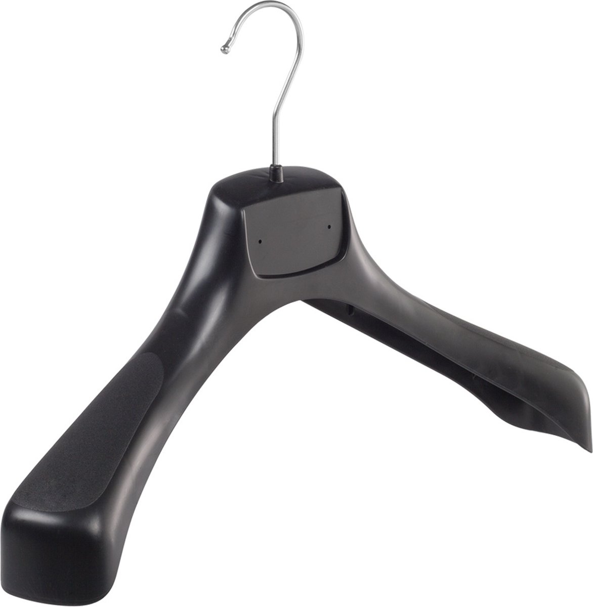 De Kledinghanger Gigant - Mantelhanger - Kostuumhanger - Jassenhanger - Volwassenen - ETR49 - 20 Stuks - Kunststof - Zwart - Gebogen Model - Schouderverbreding 7,4 cm - 49 cm - Kledinghanger - Kleerhanger - ETR-Serie (ETR49_00/20)