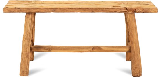 Houten bank 1m van teakhout, zitkruk, oud hout, rustieke bloemenbank, wortelhout Houten bank 1m van teakhout, zitkruk, oud hout, rustieke bloemenbank, wortelhout