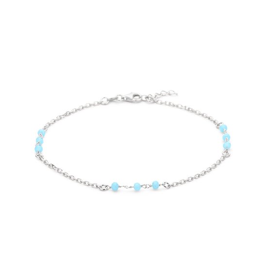 enkelbandje blauw kristal bolletjes 24 + 2 cm