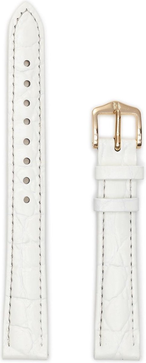 Hirsh Horlogeband - Crocograin Wit - Leer - 12mm