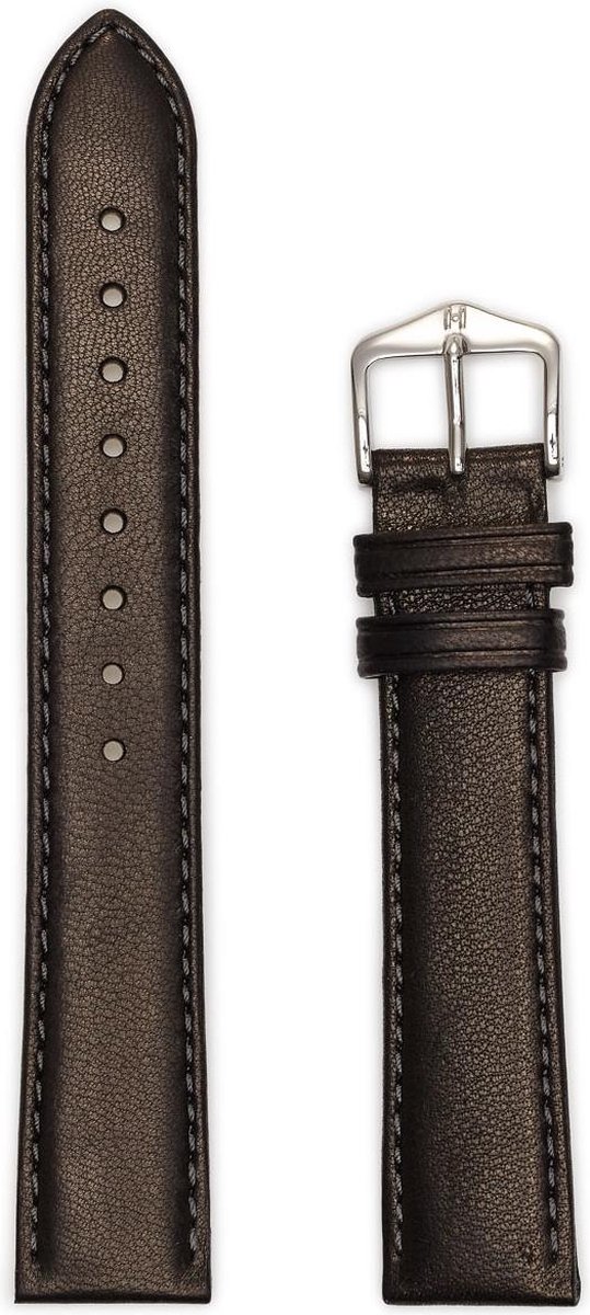 Hirsh Horlogeband - Merino Zwart - Leer - 18mm