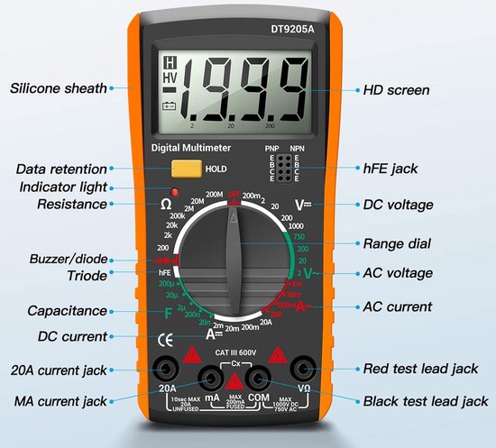 80-300V 100A AC Digitale Ampèremeter Voltmeter met Kleuren-LCD Display