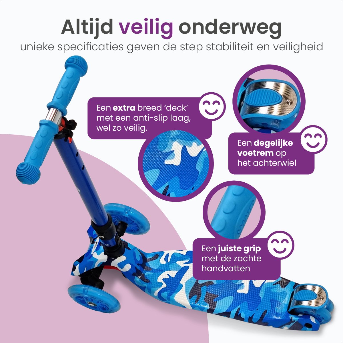 Gofun Kinderstep - Lichtgevende Wielen - Opvouwbaar - Step 3-8 jaar - Verstelbaar Stuur - Antislip - 85 x 58 x 23 cm - Blauw — afbeelding 11