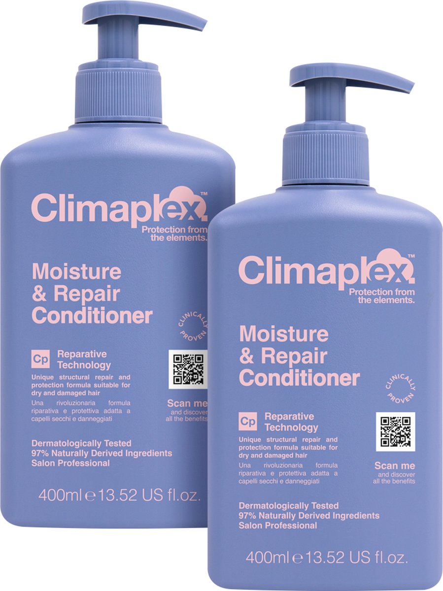 Climaplex Moisture & Repair Conditioner Voordeelverpakking - Herstelt, Ontwart & Hydrateert - Beschermt Tegen Weerselementen - Voor Beschadigd Haar - 400ml - 2 Stuks