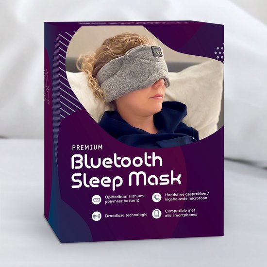 Bluetooth slaapmasker (premium) - Beste keuze - 100% verduisterend - Ultraplatte 'spons speakers' (perfect voor zijslapers) - Koel en ademend materiaal - Volledig verstelbaar - Excellente geluidskwaliteit - Batterij: 13 uur - Zwart