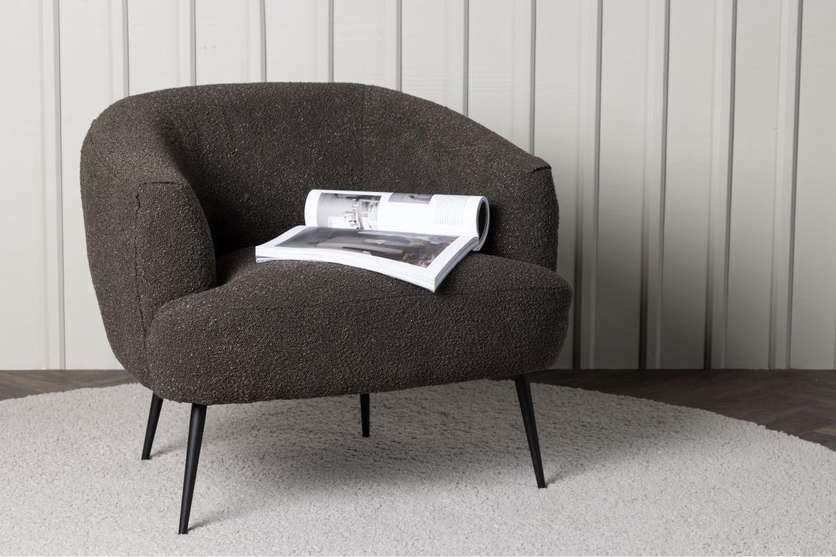 Svea - Vona fauteuil - boucle - donkergrijs