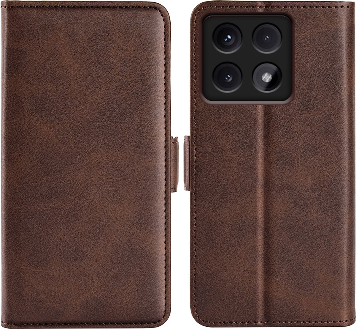 MobyDefend Hoesje - Geschikt voor Xiaomi 14T - Luxe Wallet Book Case (Sluiting Zijkant) - Bruin