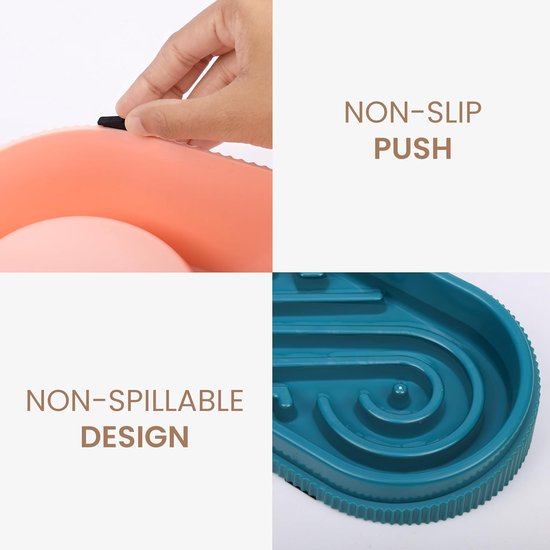 Verhoogde keramische hondenbakset - verhoogde dubbele schalen met spatwaterdichte standaard - levendige Whorl-serie - voedsel- en waterkommen voor kleine/middelgrote honden - 2 kopjes (28 fl oz