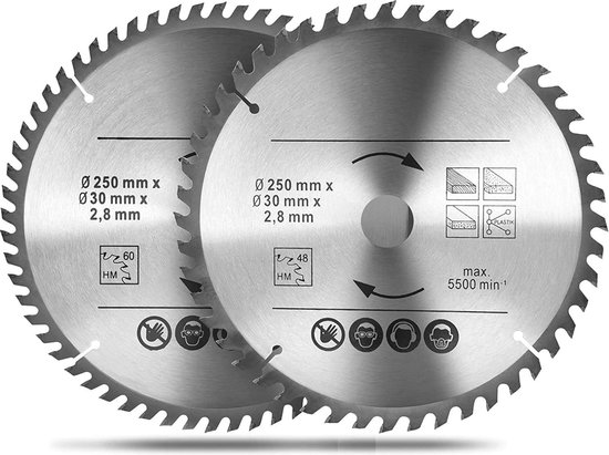 kwb Cirkelzaagblad 250 x 30 mm, Made in Germany, fijne nauwkeurige snede, zaagblad geschikt voor houten panelen, profielhout en zacht hout