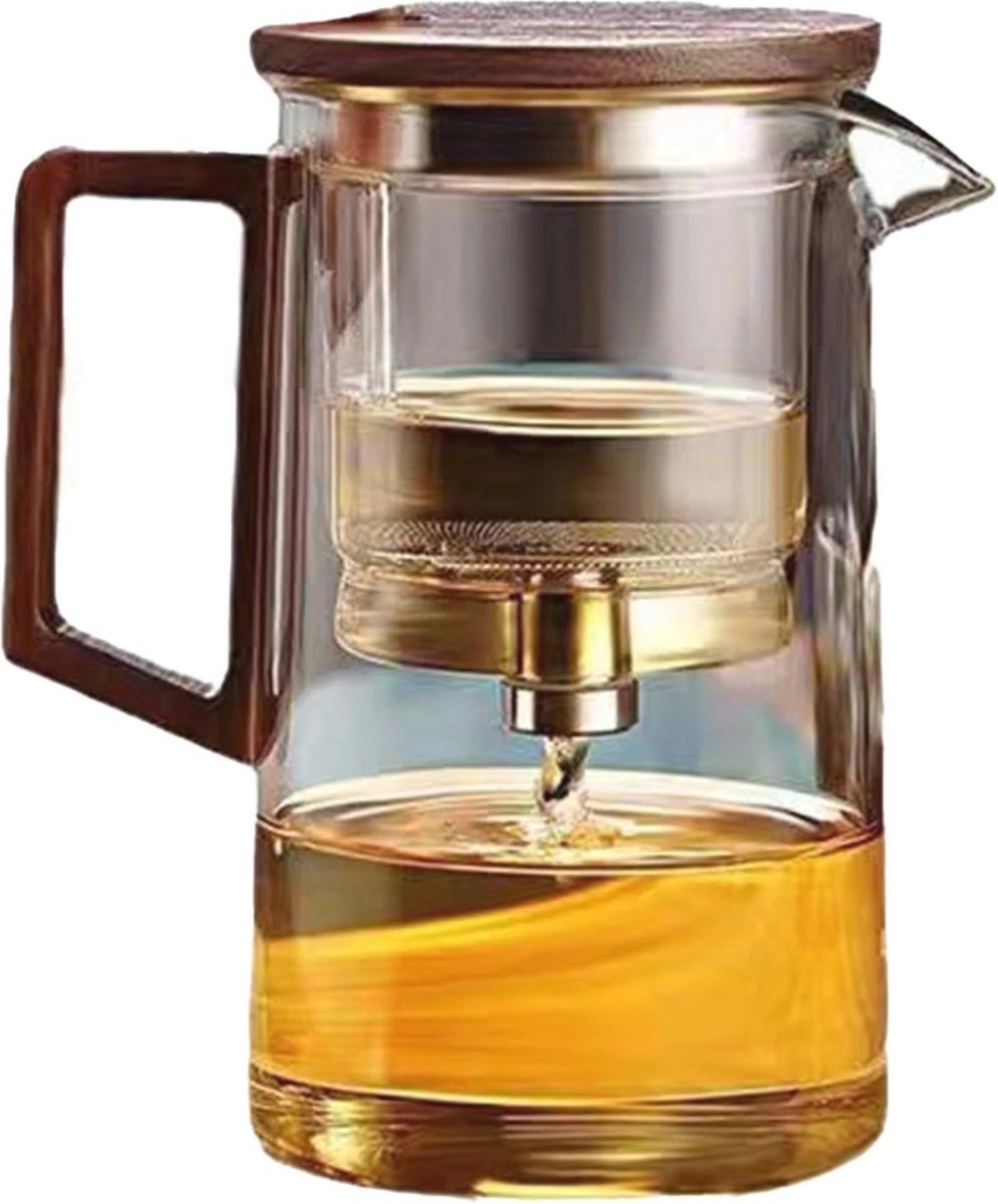 Ergonomische Glazen Theepot met Handvat en Zeef - Hittebestendig, Perfect voor Losse Thee