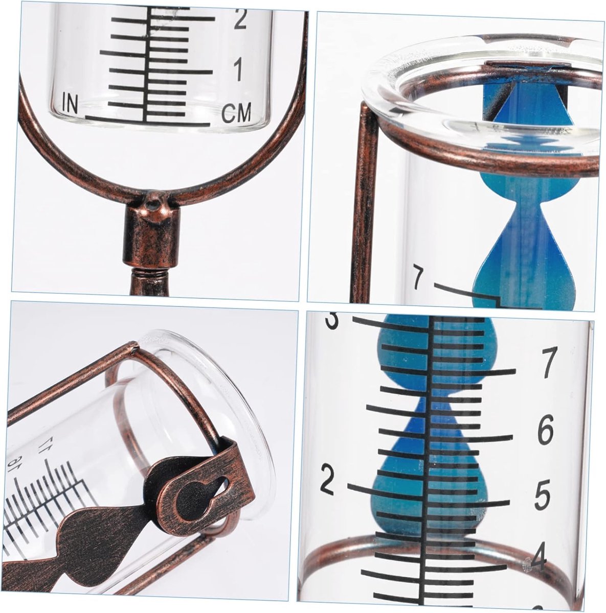 Set van 2 Glazen Regenmeters met Metalen Paal voor Tuin Decoratie