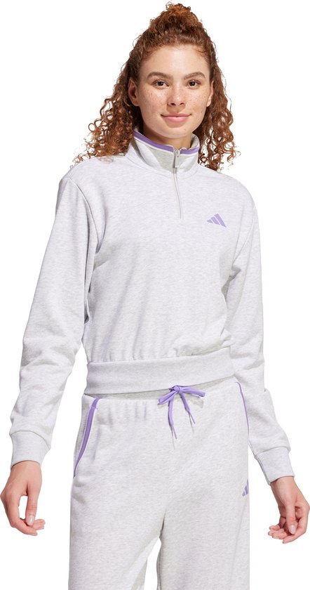 Foto: Adidas sportswear essentials color pop french terry crop trainingsjack met korte rits dames grijs m