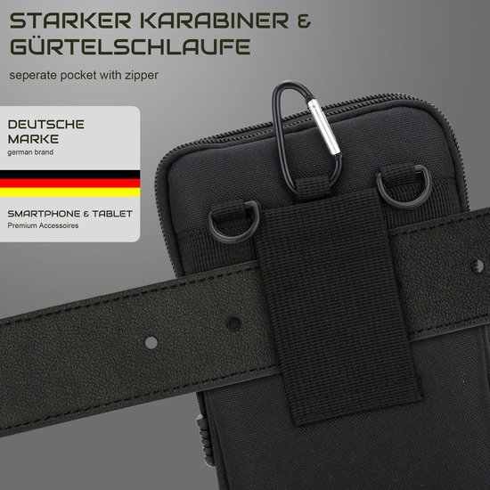 Étui pour OnePlus 5, noir uni, style tactique, avec pochette MOLLE EDC compatible, pochette bandoulière et étui ceinture militaire.