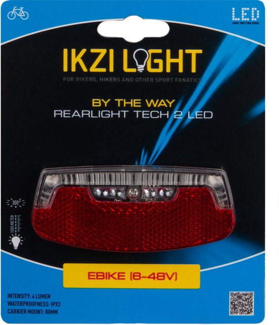 Ikzilight Achterlicht E-bike - 2xLED - Reflector - Standlicht - 8-48V - Zichtbaar tot 1000m — afbeelding 2