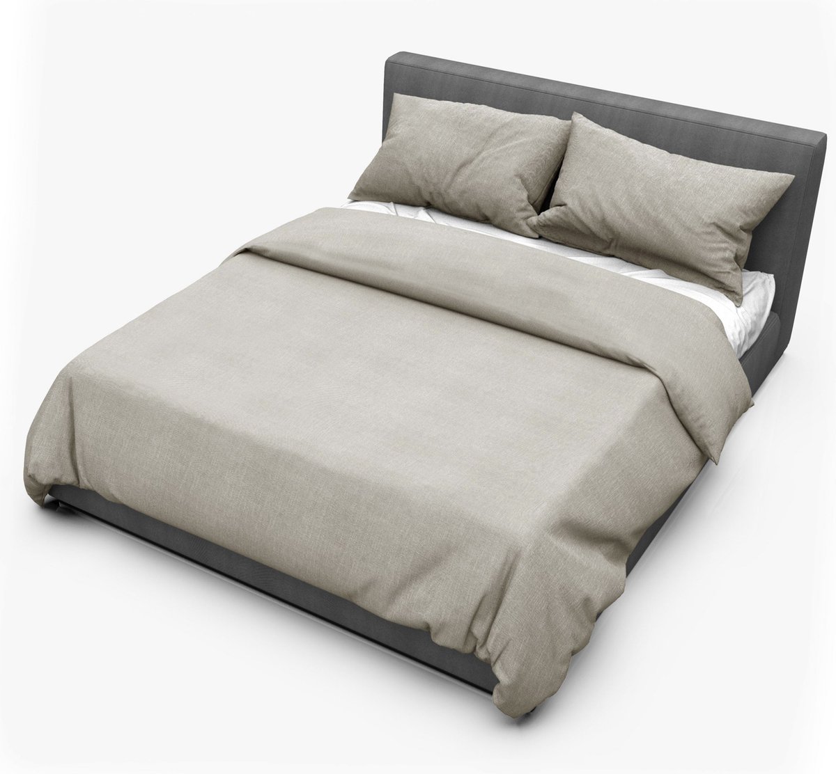 Dream Sheets Stockholm - Dekbedovertrek 200 x 200/250 - Biologisch Katoen Satijn - Tweepersoons - Nederlands Fabricaat - Warm Taupe - Beige / Bruin