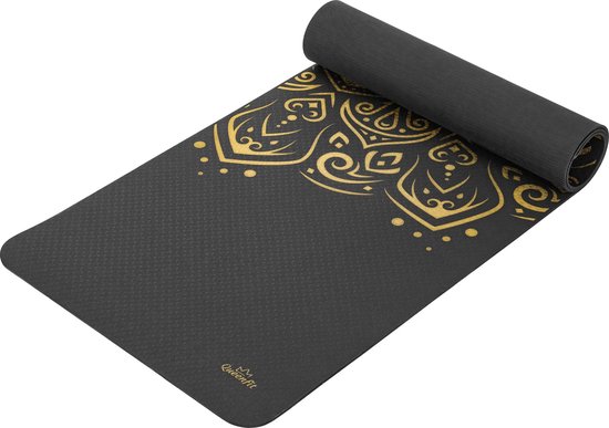 Queenfit® Yogamat 0,5cm - 180x61cm - Yoga Mat voor Pilates, Yoga & Fitness - Antislip - Mandala