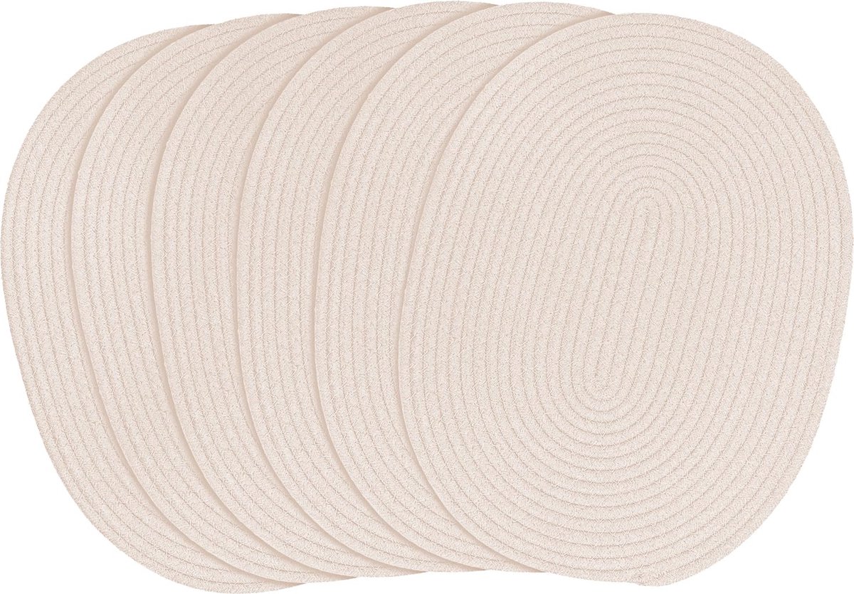 La'Moussawi ® Ovale Gevlochten Tafelmatten Set van 6 Stuks Voor Keuken en Eetkamer Decoratie