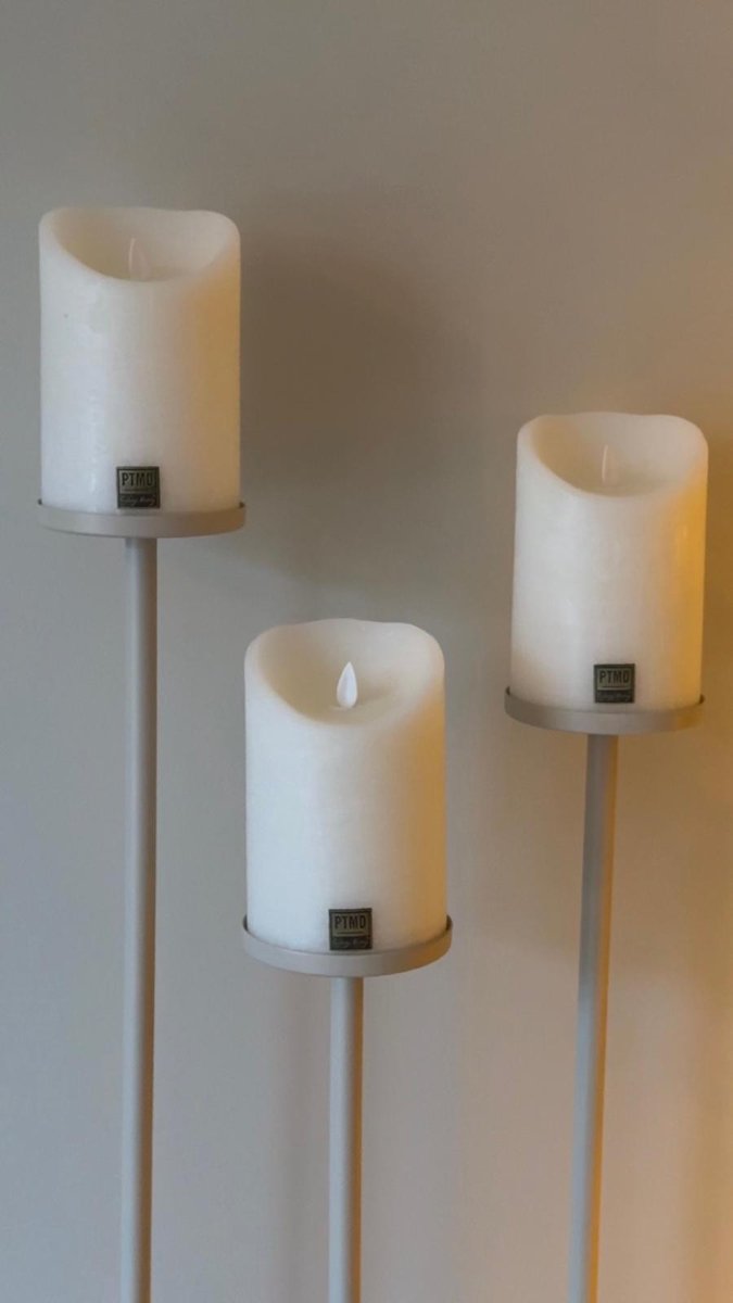 Vloerkandelaren set van 3 stuks beige incl. witte LED candles Kandelaar Stompkaars - Set 3 stuks XL kandelaars zwart - 120cm 110cm en 100cm - vloerkandelaar - stompkaarskandelaar-Decembertip-Cadeau moeder 5 december-Kerst cadeau-Sinterklaas cadeau – foto 3