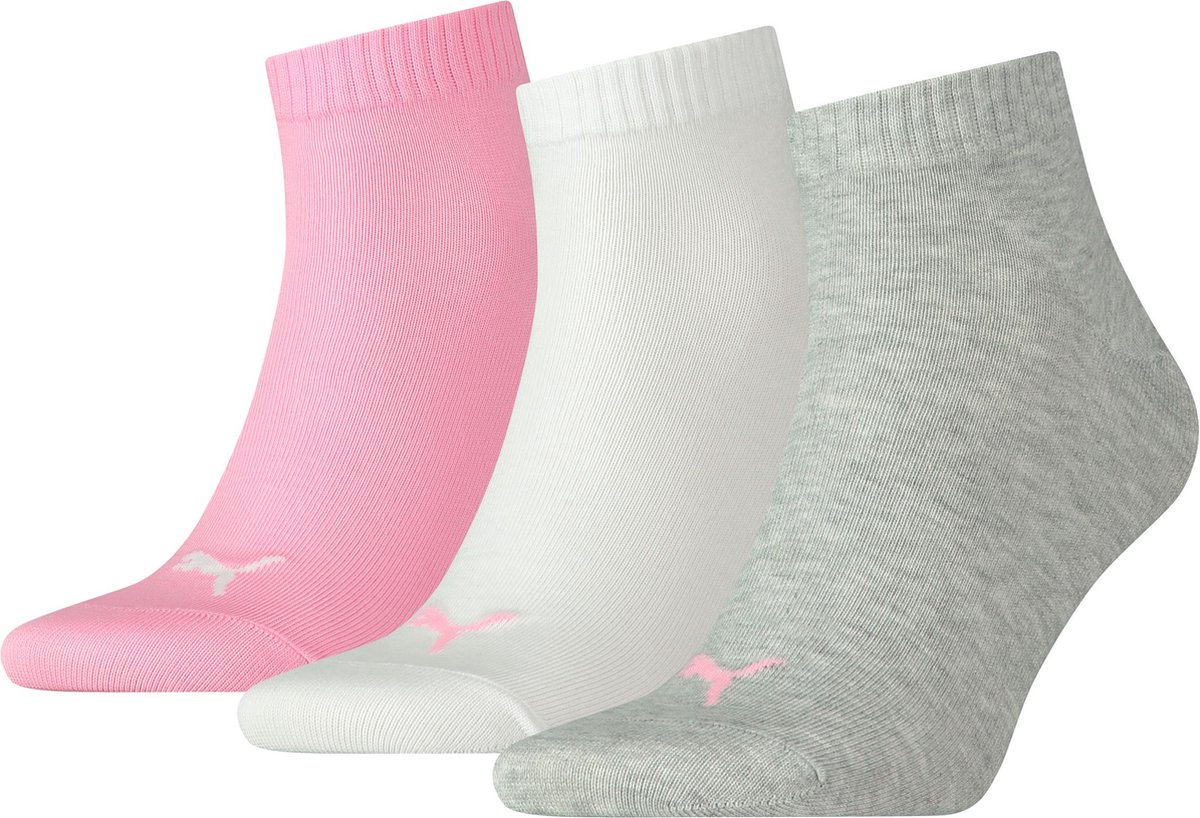 PUMA Quartersokken Unisex 3-Pack Prism Roze