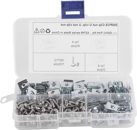 10 stuks schroefdraad-clipmoeren, M4 M5 M6 M8 plaatmoer roestvrij staal klikmoer U-type klemmoeren spire clips wielmoeren bevestigingen paneel plaatmoeren clips voor auto motorfietsen