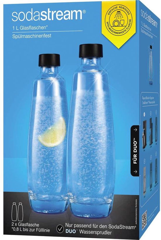 SodaStream Glazen Karaffen 1L Duo Pack | 2 Stuks | Alleen geschikt voor SodaStream DUO Bruiswatertoestel
