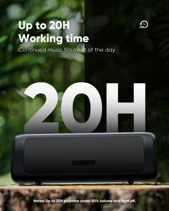 Bluetooth speaker zwart-IPX5 waterdicht-extra bas-2 full-range sprekers-2 onafhankelijke membranen-TWS-AUX-RGB-verlichting-Tot 20 uur muziek-zwart van Mifa — afbeelding 5