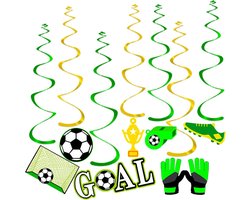 Q2Party - Voetbal Mix Swirl - Slinger - Versiering - Verjaardag - decoratie - Feest - Hangdecoratie – 7 stuks