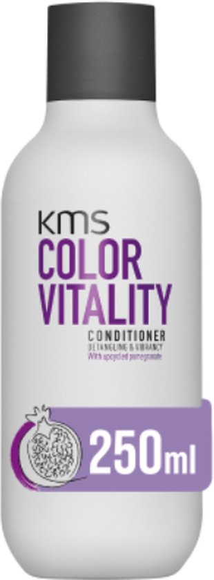 KMS Color Vitality conditioner fles met een afbeelding van een granaatappel en een paarse 250ml label.
