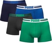 Puma Boxershorts Heren Place Logo Blauw / Groen - 4-pack Puma boxershorts - Maat S