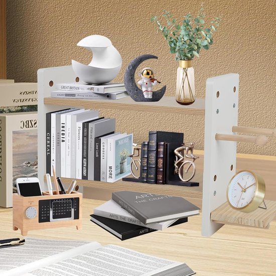 Bureau Boekenrek met Klem - 2-Laags Desktop Organizer & Opbergrek