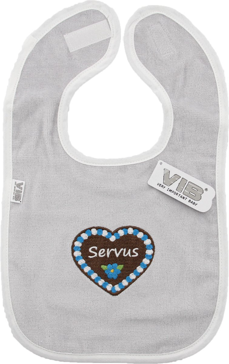Goedkoopste VIB® - Slabbetje luxe velours - servus grijs/ wit - 1 stuks - Babykleertjes - Slabbetjes - zwangerschap aankondiging - baby aankondiging