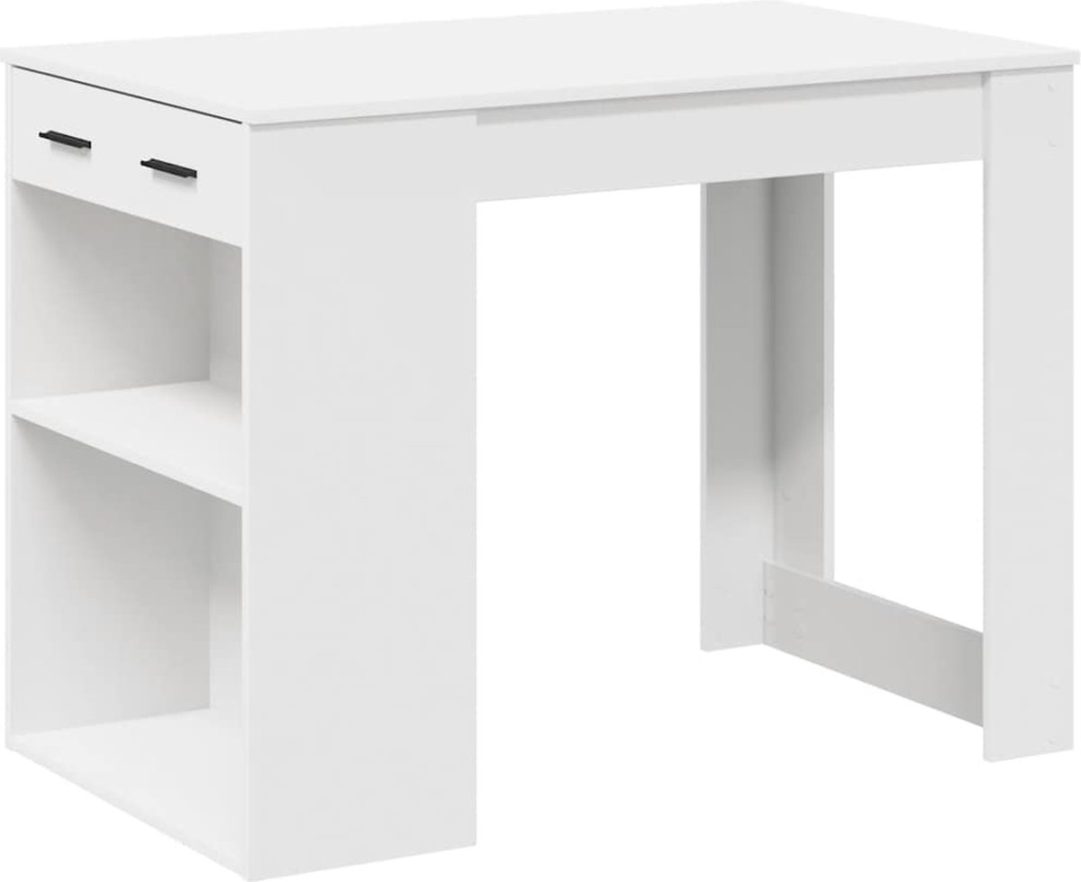 vidaXL Bureau - met - lade - en - plank - 102x62x77,5 - cm - bewerkt - hout - wit