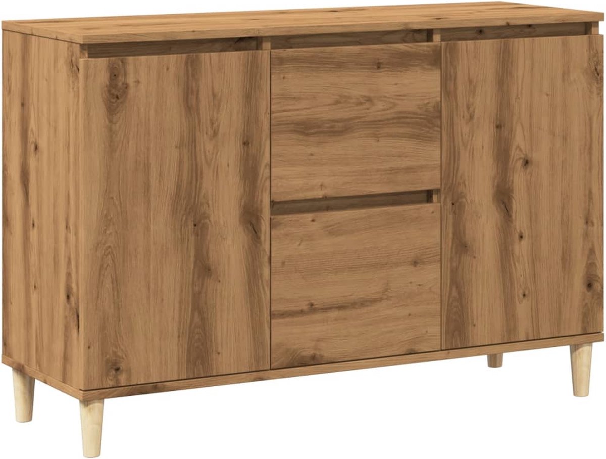 vidaXL - Dressoir - 102x35x70 - cm - bewerkt - hout - artisanaal - eikenkleurig