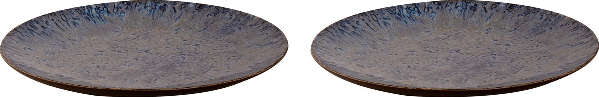 Palmer - Lester - Bord - 2 stuks - ø 27 cm - Blauw/Zwart - Stoneware - Bordenset