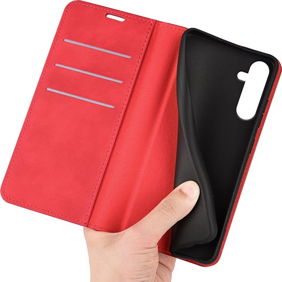 Coque pour Samsung Galaxy A16 - MobyDefend Luxe Wallet Bookcase (fermeture magnétique) - Rouge - Étui pour téléphone portable - Étui de téléphone Convient pour : Samsung Galaxy A16