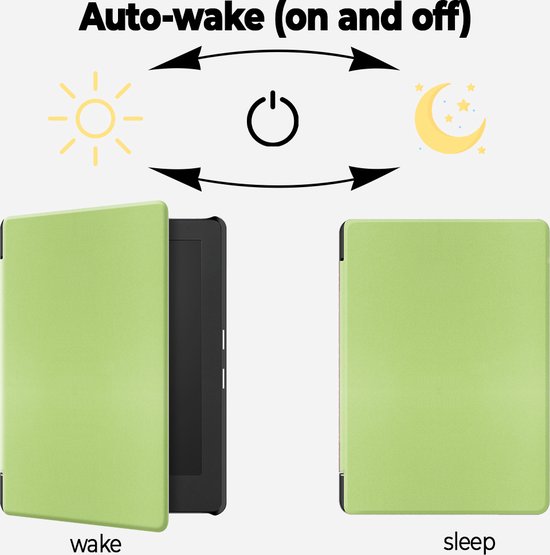 Lunso Geschikt voor Kobo Aura Edition 2 hoes (6 inch) - sleepcover - Groen van Lunso — afbeelding 5