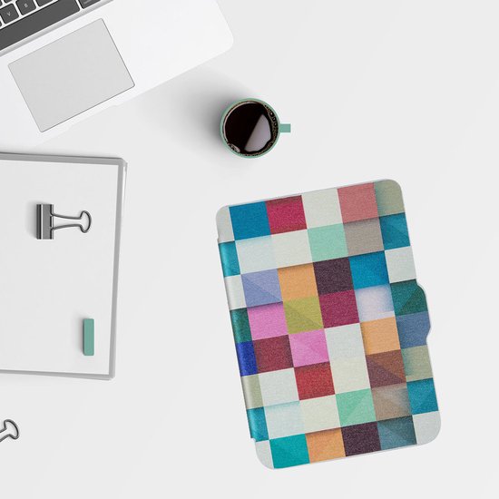 Lunso - Geschikt voor Kobo Clara HD hoes (6 inch) - sleep cover - Blokken van Merkloos — afbeelding 2