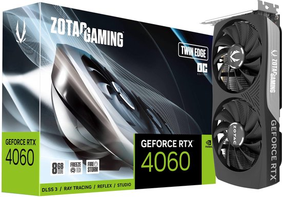 Zotac Gaming NVIDIA GeForce RTX 4060 8GB Twin Edge - Videokaart - 8GB - GDDR7 - PCIe 4.0 - 1x HDMI 2.1b - 3x DisplayPort 1.4
