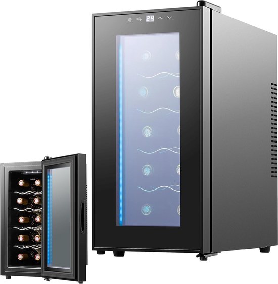 White-Label® Wijnkoelkast - Wijnklimaatkast - Wijnkoeler - Flessenkoelkast - Zwart