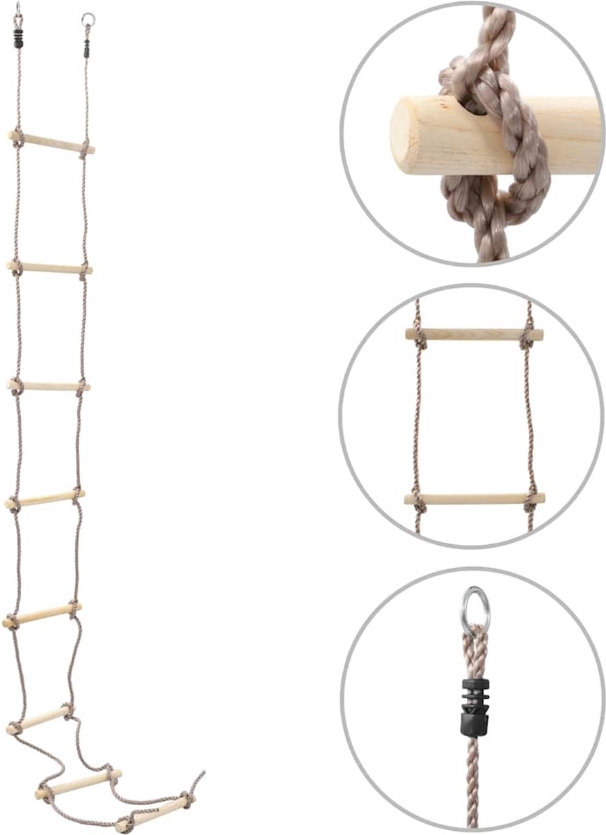 vidaXL - Touwladder - 290 - cm - hout
