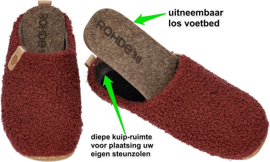 Rohde -Dames - roze donker - pantoffels - maat 38