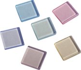 Rayher Mozaiek steentjes/tegeltjes - 205x stuks - pastel mix - 1 x 1 cm - mozaieken maken - kunststof