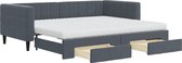vidaXL - Slaapbank - onderschuifbed - en - lades - 90x200 - cm - fluweel - donkergrijs