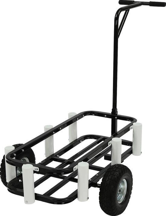 Vostara - Trolley - Strandkar - Strandtrolley - Strandwagen - Beachtrolley - Strandtrolley Met Wielen - Strandtrolley Op Luchtbanden - Outdoor viskar - Strand Kar - Spullen Vervoer - Zwart - Met Handig Handvat - 90KG Maximale Lading van Vostara — afbeelding 4