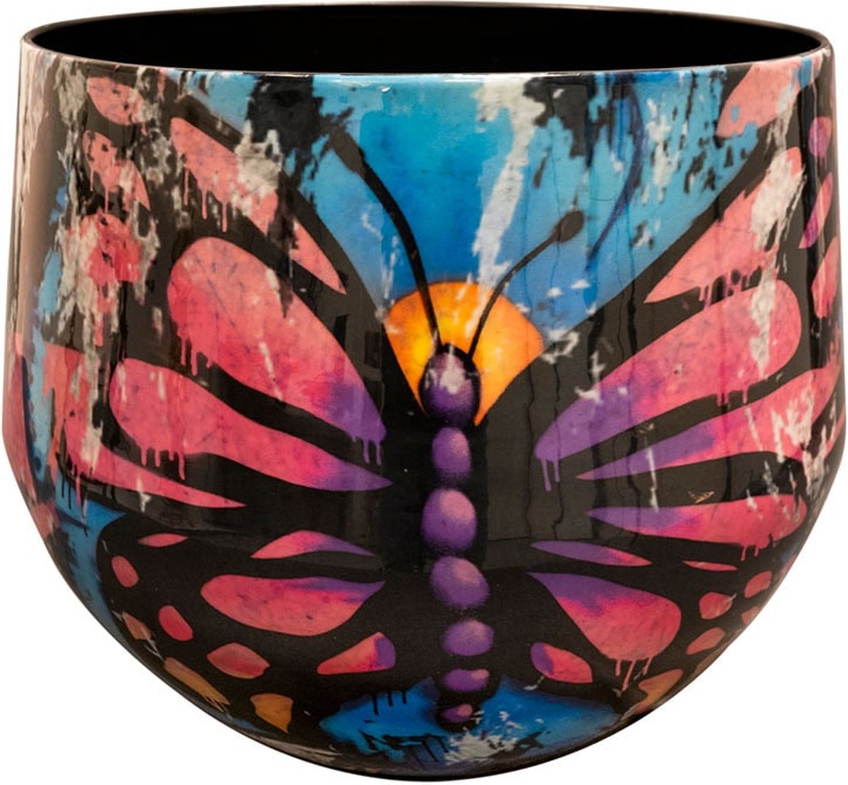 TS Collection - Bloempot Streetart lovepaint - 24x21 - Metaal & Epoxy - Exclusieve woonitems voor binnen - Handgemaakt - Unieke print - Designed by Lammie