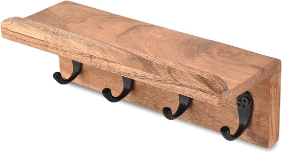 Sleutelrek met plank, sleutelbord voor aan de muur met 6