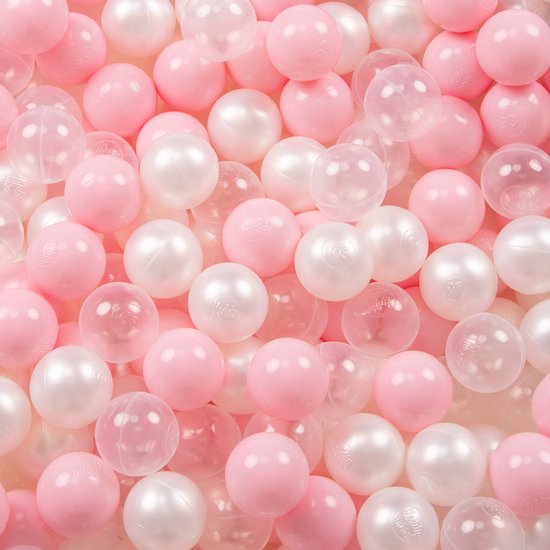 Selonis Ballenbad voor kinderen met 200 ballen ∅6cm 90x30cm - Ballenbak voor Baby's rond - Ballenbak ballen kleurrijke - Met schuimvulling - Ballenbad foam - Voor sensorische - Roze: Poederroze Parel Transparant van Selonis — afbeelding 2