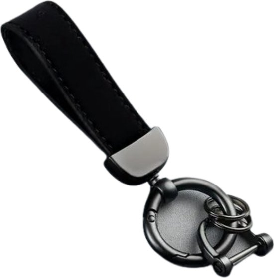 Gepersonaliseerde Sleutelhanger met hartvormige ring - Echt leer